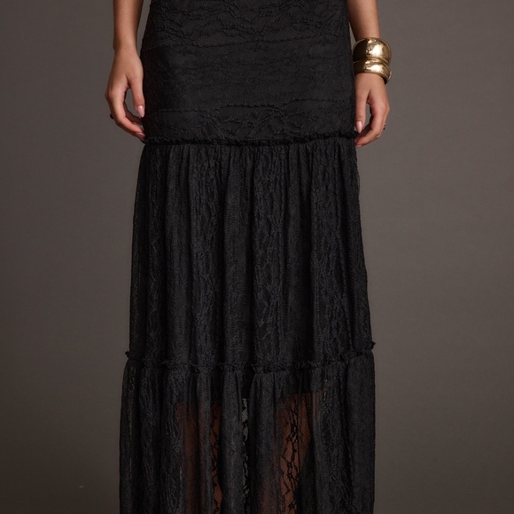 12th Tribe Poppy Black Lace Maxi Skirt Size XSXS - Picture 1 of 3